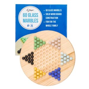 regal games – chinese checkers -11.5” natural wood game board with 60 glass marbles assorted, fun, family-friendly board game – ideal for up to 6 players ages 8+