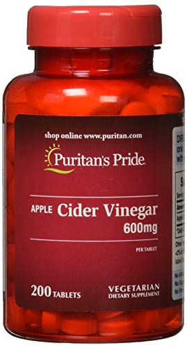 Puritans Pride Apple Cider Vinegar 600 mg Tablets, 200 Count (Packing May Vary)