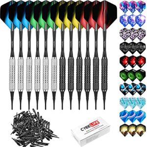 cyeelife 16 grams soft tip darts with 42 flights and 100 plastic points