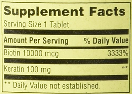 Spring Valley 10000mcg Biotin with 100mg Keratin Dietary Supplement, 60 Tablets (Pack of 2)