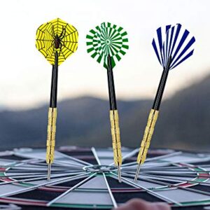 CIKKUE Steel Tip Darts, 18 Pack Premium Professional Dartboard Darts Metal Tip Set with 4 Extra Flights Flight Protectors Tools Men Gift