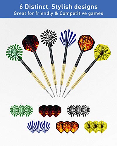 CIKKUE Steel Tip Darts, 18 Pack Premium Professional Dartboard Darts Metal Tip Set with 4 Extra Flights Flight Protectors Tools Men Gift