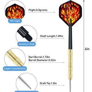 CIKKUE Steel Tip Darts, 18 Pack Premium Professional Dartboard Darts Metal Tip Set with 4 Extra Flights Flight Protectors Tools Men Gift