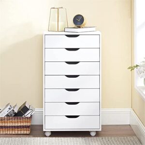 Naomi Home 7 Drawer Dresser, Tall Dressers for Bedroom, Kids Dresser with Wheels, Durable Storage Drawers, Small Dresser for Closet, Makeup Dresser with 180 lbs Capacity - White