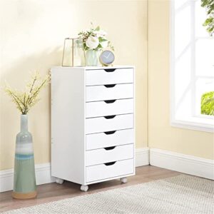 Naomi Home 7 Drawer Dresser, Tall Dressers for Bedroom, Kids Dresser with Wheels, Durable Storage Drawers, Small Dresser for Closet, Makeup Dresser with 180 lbs Capacity - White