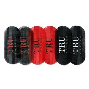 tru barber hair grippers ® 3 colors bundle pack 6 pcs for men and women – salon and barber, hair clips for styling, hair holder grips (black/red/black)