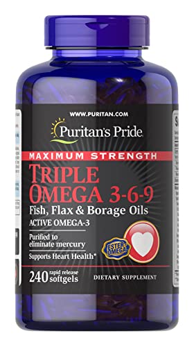 Triple Omega 3-6-9 Fish, Flax and Borage, supports healthy joints B00AZ10SQA White 240 Count (Pack of 1)