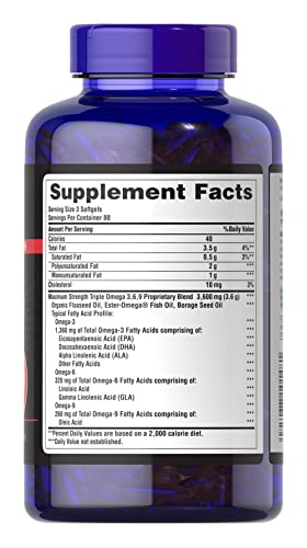 Triple Omega 3-6-9 Fish, Flax and Borage, supports healthy joints B00AZ10SQA White 240 Count (Pack of 1)