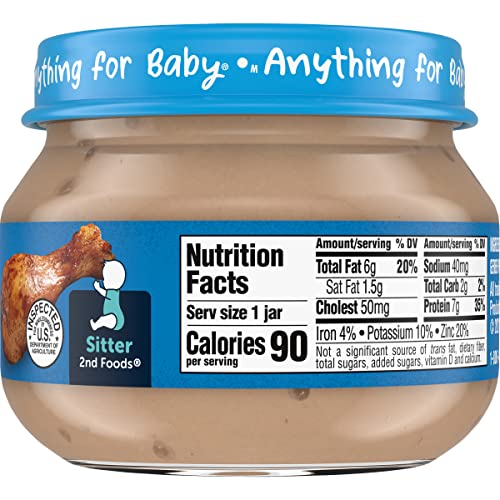 Gerber Mealtime for Baby 2nd Foods Baby Food Jar, Chicken & Gravy, Non-GMO Pureed Baby Food with Essential Nutrients, 2.5-Ounce Glass Jar (Pack of 20 Jars)