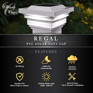 Classy Caps SL078W PVC Regal Solar Post Cap, 4" x 4", White
