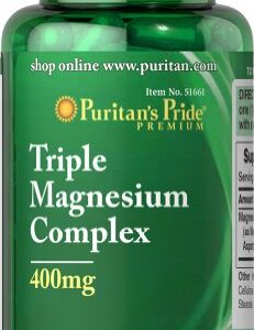 Puritans Pride Triple Magnesium Complex 400 Mg Rapid Release Capsules, 60 Count