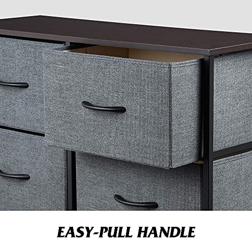 WLIVE Fabric Dresser for Bedroom, 6 Drawer Double Dresser, Storage Tower with Fabric Bins, Chest of Drawers for Closet, Living Room, Hallway, Nursery, Dark Grey