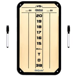 gosports dry erase steel darts scoreboard – cricket and 01 dart games with 2 magnetic markers