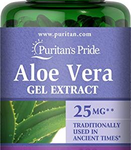 Puritans Pride Aloe Vera Extract 25mg (5000mg equivalent) Softgels, 200 Count (Packaging may vary)