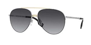 burberry be3113 ferry 13038g silver/gold/gradient grey pilot sunglasses for women + bundle with designer iwear complimentary care kit