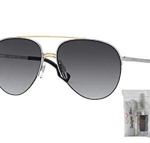 BURBERRY BE3113 Ferry 13038G Silver/Gold/Gradient Grey Pilot Sunglasses for Women + BUNDLE with Designer iWear Complimentary Care Kit