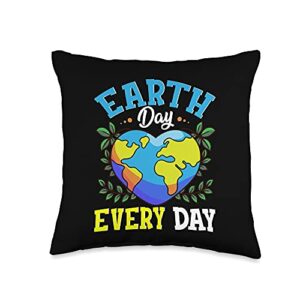 best earth day tees earth every day environmentalist throw pillow, 16×16, multicolor