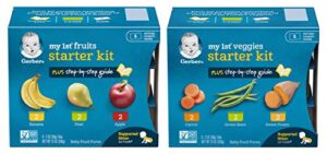 gerber my 1st fruits and veggies stage 1 baby food starter pack bundle, 2 items, 2 ounce tubs, (12 tubs total)