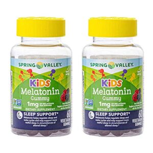 spring valley kid’s melatonin 1 mg sleep, 60 vegetarian gummies (pack of 2)