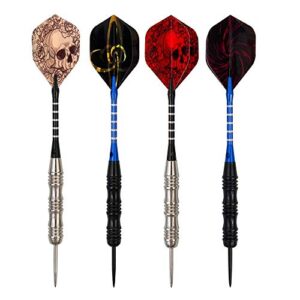 WINSDART ADKX Steel Tip Darts 12 Pack Set with Nonslip Iron Barrel Aluminum Dart Shafts and Flights + Darts Sharpener + an Gift Box(Shape A)