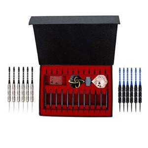 WINSDART ADKX Steel Tip Darts 12 Pack Set with Nonslip Iron Barrel Aluminum Dart Shafts and Flights + Darts Sharpener + an Gift Box(Shape A)