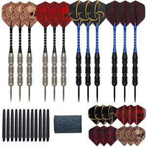 WINSDART ADKX Steel Tip Darts 12 Pack Set with Nonslip Iron Barrel Aluminum Dart Shafts and Flights + Darts Sharpener + an Gift Box(Shape A)