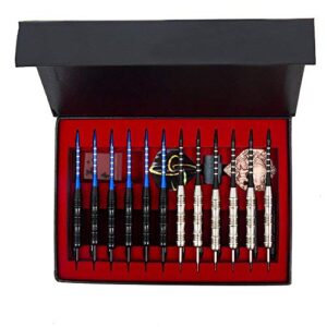 WINSDART ADKX Steel Tip Darts 12 Pack Set with Nonslip Iron Barrel Aluminum Dart Shafts and Flights + Darts Sharpener + an Gift Box(Shape A)