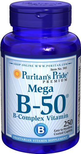 Puritan's Pride Vitamin B-50 Complex Supports Energy Metabolism, 250 Caplets, by Puritan's Pride, 250 Count (Pack of 1) (585)