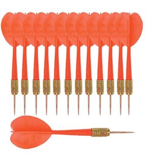 the dreidel company plastic throwing dart arrows toy, plastic flights, and metal pointy copper head tips darts, red 5″ inches