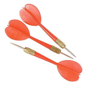 The Dreidel Company Plastic Throwing Dart Arrows Toy, Plastic Flights, and Metal Pointy Copper Head Tips Darts, Red 5" Inches