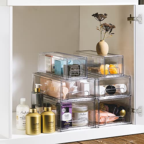 Sorbus Fridge Drawers - Clear Stackable Pull Out Refrigerator Organizer Bins - Food Storage Containers for Kitchen, Refrigerator, Freezer, Vanity & Fridge Organization and Storage (2 Pack | Medium)