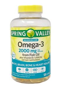 spring valley omega 3 fish oil maximum care 2000mg lemon 120 softgels