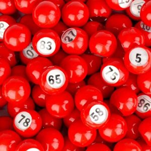 regal games – raffle balls – premium red calling balls with easy read window – 7/8 (0.875) in – numbers 1-100 – for large group games, game night, & recreational activities