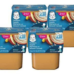 Gerber Baby Food, 2nd Foods, 8 OZ (Apple Banana with Mixed Cereal, Pack - 4)