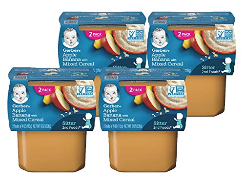 Gerber Baby Food, 2nd Foods, 8 OZ (Apple Banana with Mixed Cereal, Pack - 4)