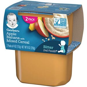 Gerber Baby Food, 2nd Foods, 8 OZ (Apple Banana with Mixed Cereal, Pack - 4)