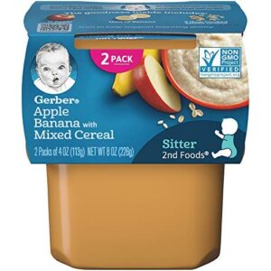 Gerber Baby Food, 2nd Foods, 8 OZ (Apple Banana with Mixed Cereal, Pack - 4)