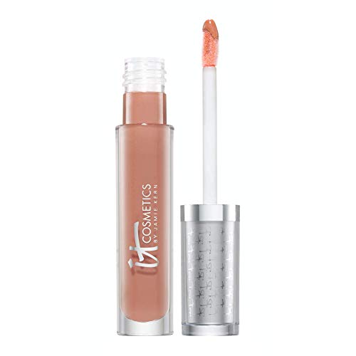 IT Cosmetics Vitality Lip Flush Butter Gloss, Perfect Nude - Gloss + Anti-Aging Lip Serum - Hydrates, Repairs & Protects Lips - Collagen, Hyaluronic Acid, Shea Butter, Jojoba & Avocado Oil - 0.11 oz