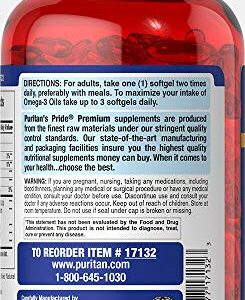 Puritans Pride Double Strength Omega-3 Fish Oil 1200 Mg, 180 Count