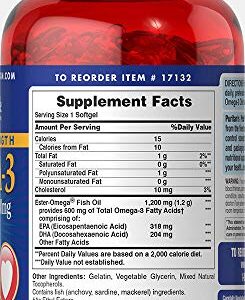 Puritans Pride Double Strength Omega-3 Fish Oil 1200 Mg, 180 Count