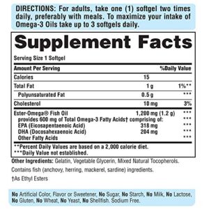 Puritans Pride Double Strength Omega-3 Fish Oil 1200 Mg, 180 Count