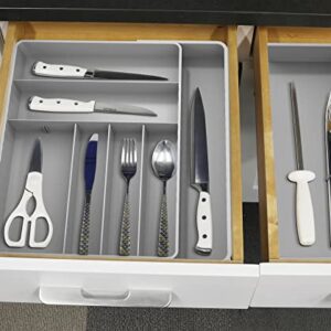 Simple Houseware Expandable Kitchen Drawer Flatware Organizer, Grey