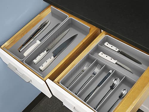 Simple Houseware Expandable Kitchen Drawer Flatware Organizer, Grey