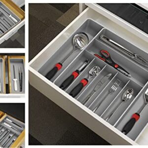 Simple Houseware Expandable Kitchen Drawer Flatware Organizer, Grey