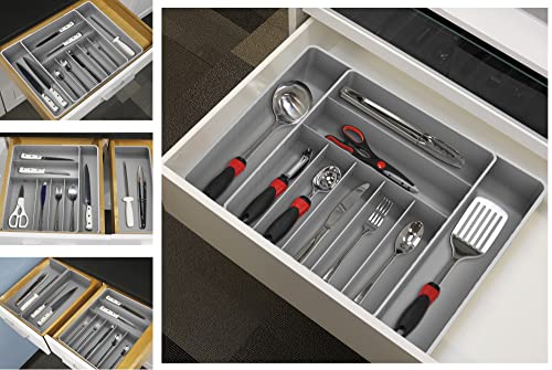 Simple Houseware Expandable Kitchen Drawer Flatware Organizer, Grey