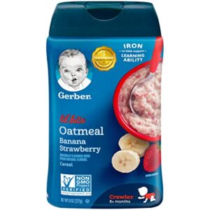 gerber lil’ bits oatmeal banana strawberry baby cereal, 8 ounces (pack of 6)