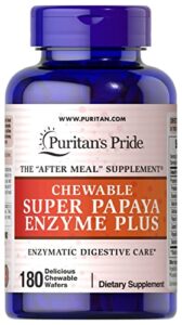 puritans pride chewable super papaya enzyme plus, 180 count