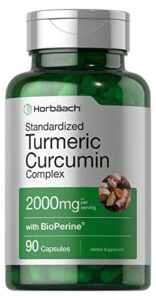 turmeric curcumin with black pepper | 2000 mg 90 capsules | non-gmo, gluten free supplement | by horbaach