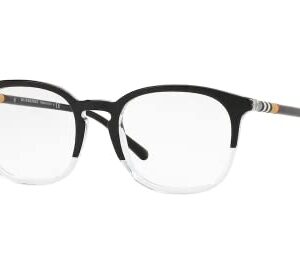 BURBERRY BE2272 3029 53MM Top Black On Crystal Square Eyeglasses for Men + BUNDLE With Designer iWear Complimentary Eyewear Kit